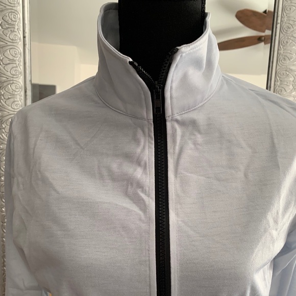 Casual zip up, cinch waist asymmetrical grey coat - Picture 6 of 16